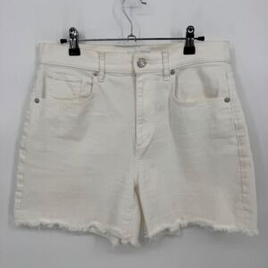 LOFT‎ White Denim High Rise Cut Off Frayed Hem Shorts Women's Size 6